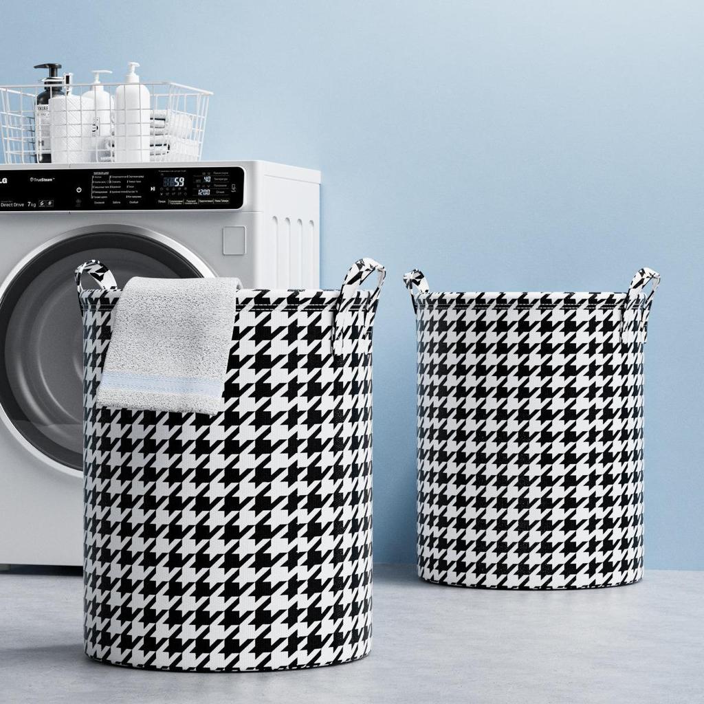 Foldable Bedroom Laundry Basket with Stripes - Clothes Hamper and Bathroom Storage Bin