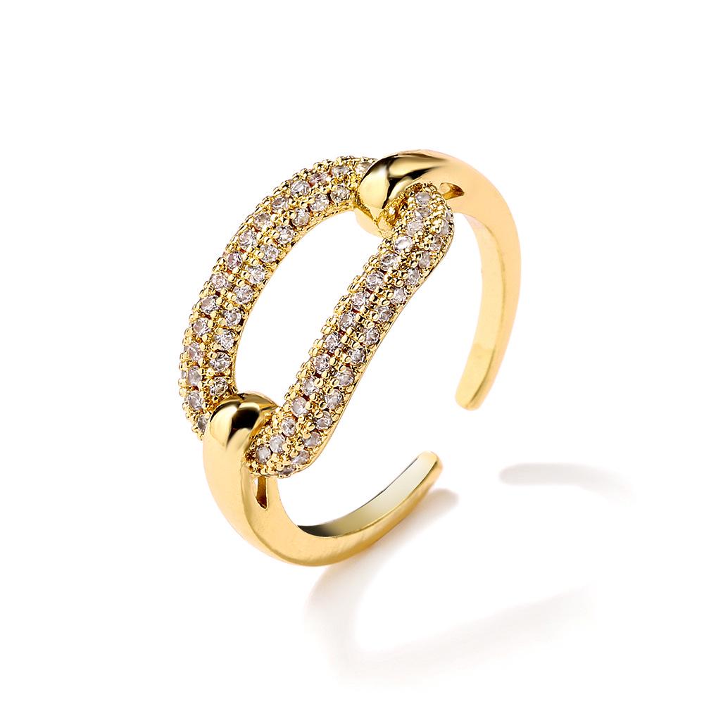 

UILZ 2021 Готическое кольцо с вырезами, квадратное, из металла с цирконом - Женская трендовая мода в стиле легкой роскоши Adjustable