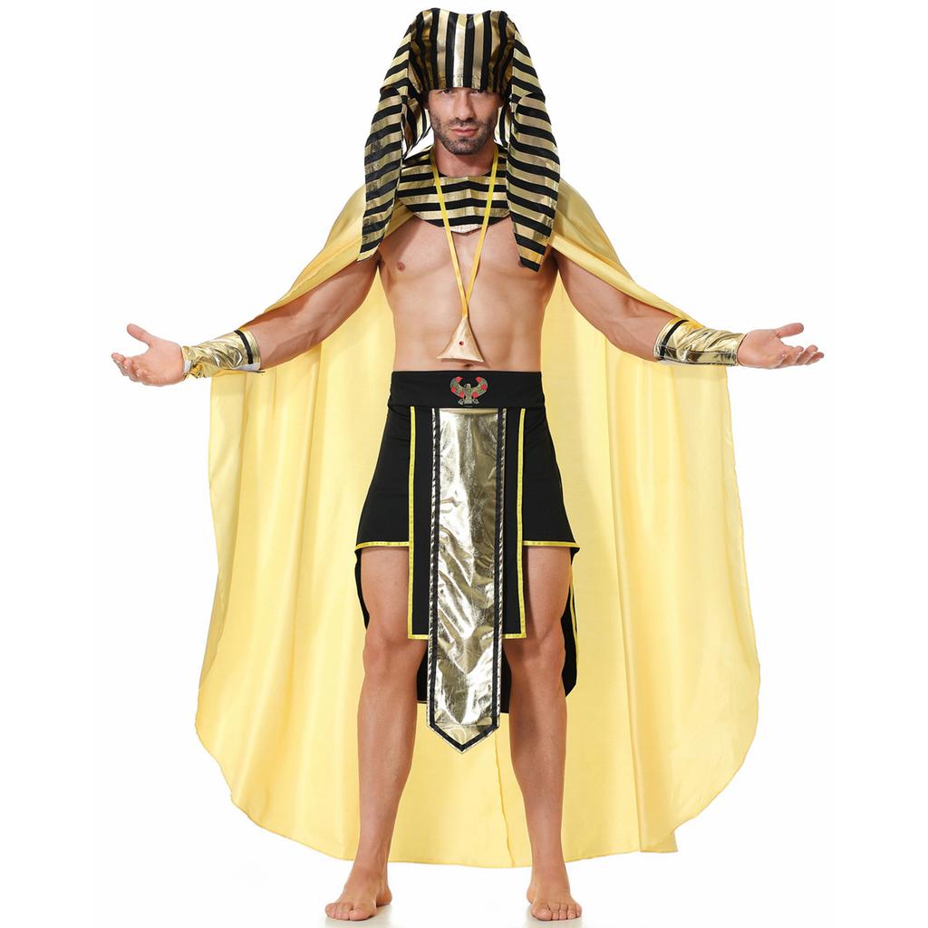 Středověký starověký římský egyptský faraon cos kostým, starověký řecký král pánský halloweenský párty kostým