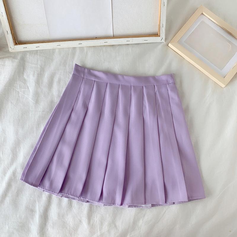 European and American summer high waisted A-line pleated short skirt for women