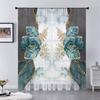 Watercolor Floral Nordic Leaves Sheer Voile Curtain For Living Room Bedroom Kitchen Window Transparent Chiffon Tulle Curtains