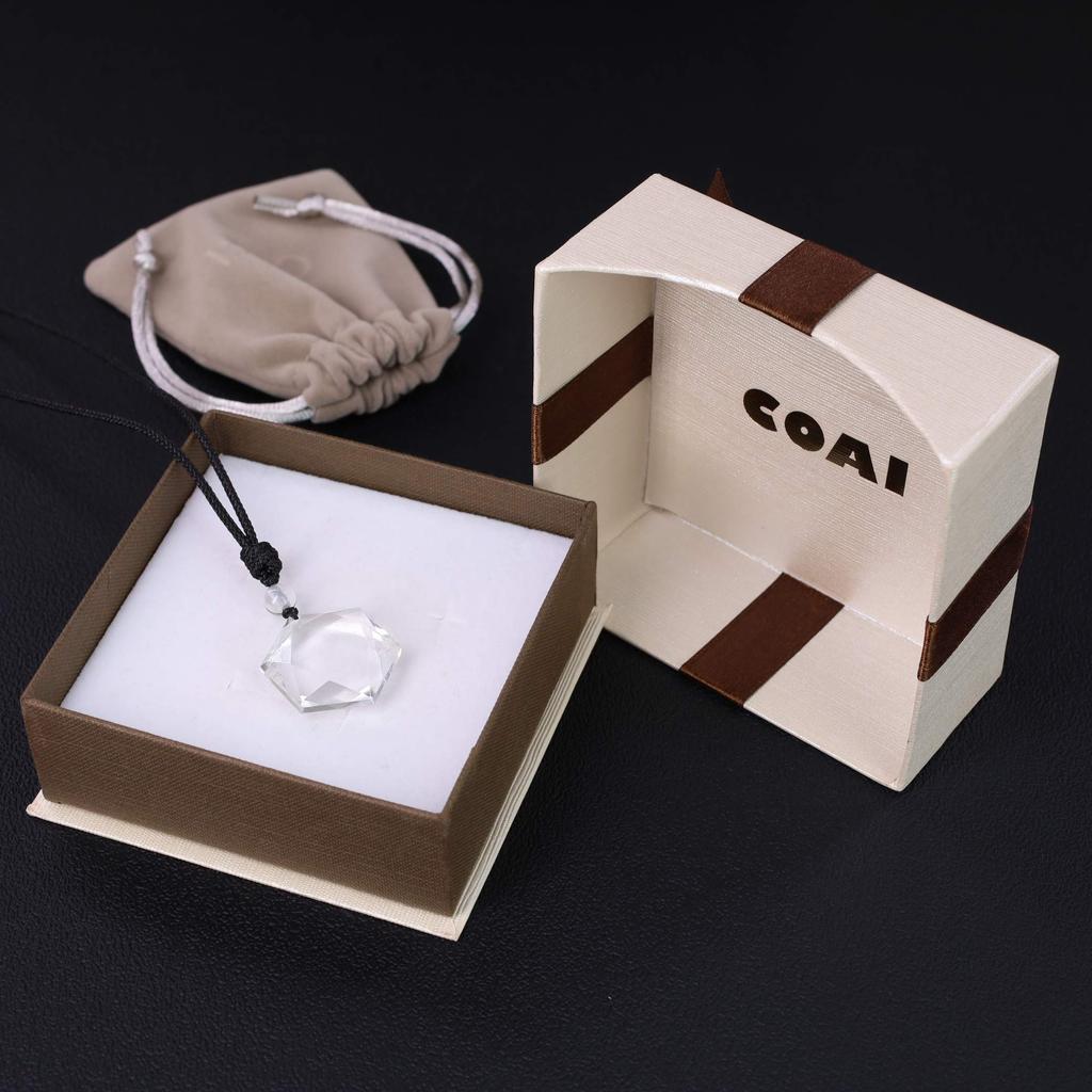[KOAI] Hexagram Crystal April Birthstone Purification and Protection Amulet Power Stone Pendant for Men and Women, Adjustable Length
