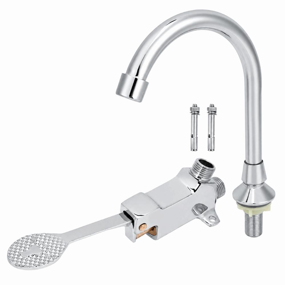 Copper Foot Operated Faucet Single Cold Water Faucet Set Durable Foot Pedal Faucet  Commercial