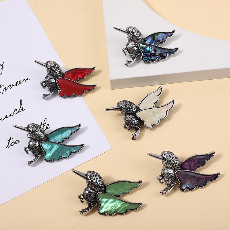 Animal Shell Bird Brooch Pin With Alloy Embedding For Fashion Accessory
