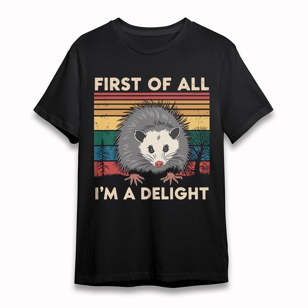 

Women s Soft T-Shirt Cute Opossum Colorful Trees Tee Cotton Short Oversize Black 4XL