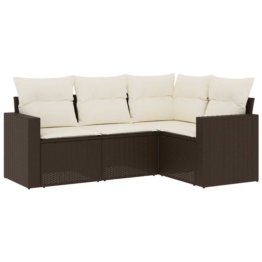 Vidaxl 4-Seater Garden Lounge Set, Cushions, Brown Rattan Pe