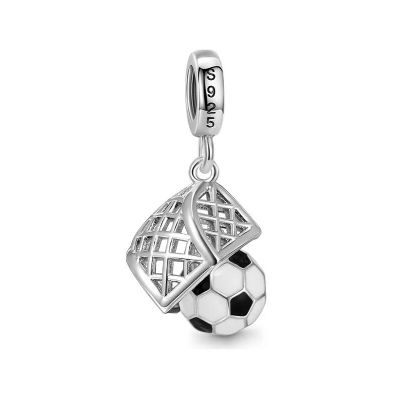 Copper Sports Series Charm Football Volleyball Tennis Basketball Dumbbell Pendant Fit Bracelet Diy Exquisite Jewelry