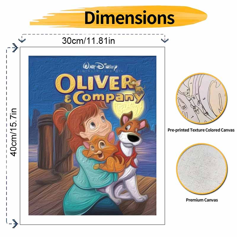 Disney Oliver and Company oil painting handmade diy wall art gifts home decorations