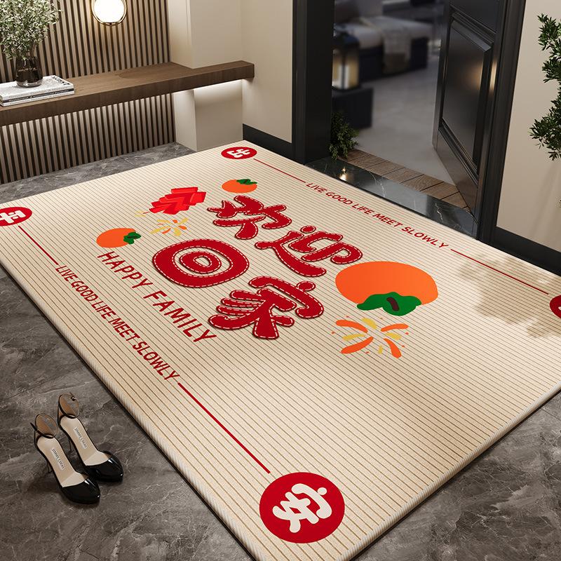 Entry Door Floor Mat Advanced Sense Entry Door Mat Household Dirt-Resistant Non-Slip Mat Entrance Shoe Changing Area Crystal Velvet Floor Mat