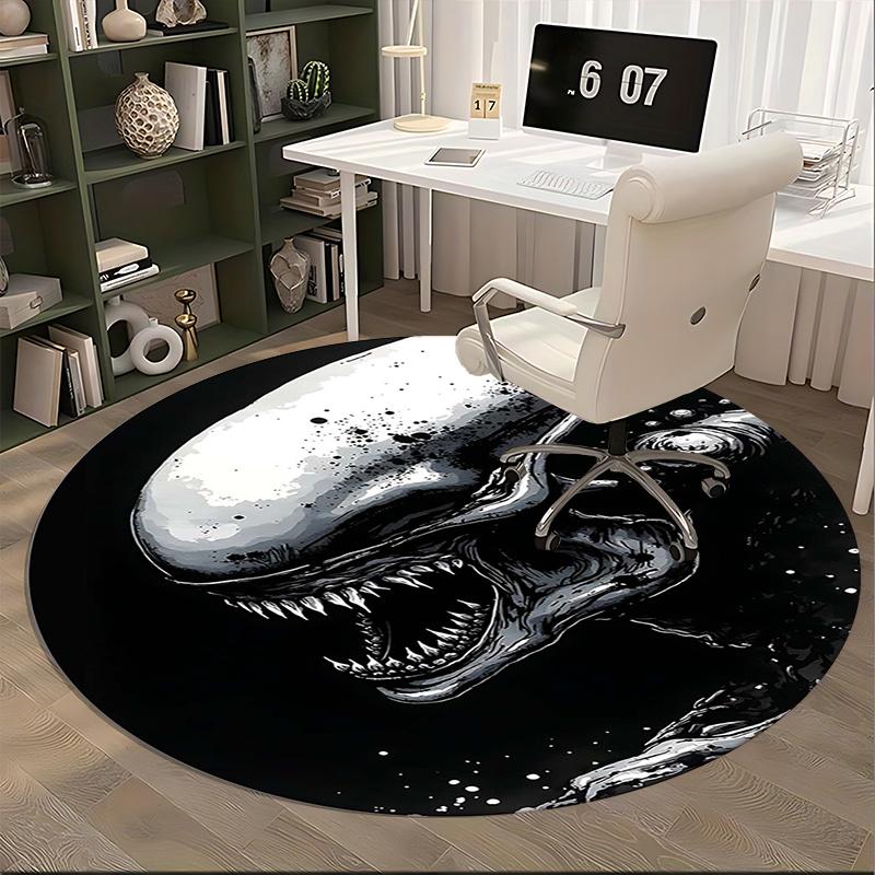 Alien,Xenomorph Chair mat Round Rug Office carpet, Machine Washable, Non slip, Suitable for Living Rooms, Bedrooms