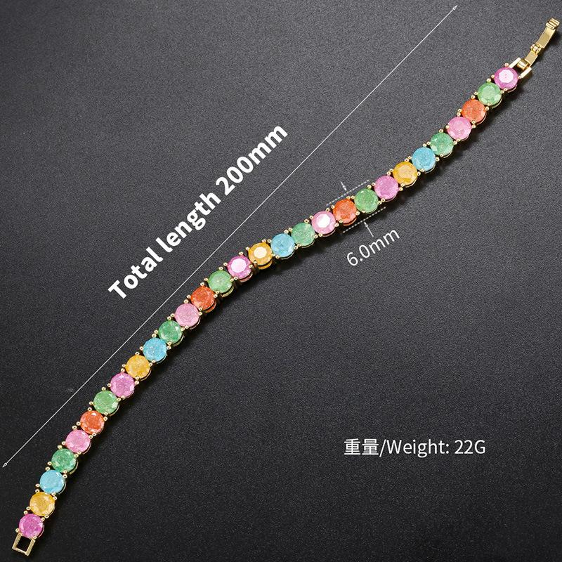 Colored Diamond Bracelet Bracelet Single Row Inlaid Colored Diamond Round Diamond Bracelet Copper Gold Plated Vl211