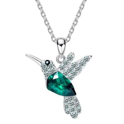 Collar de Colibrí para Mujer Moderno Portátil Collar de Pedrería para Fiestas Verde