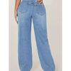 Mom Jeans Dámské Džínové Kalhoty Široké Nohavice Dlouhé Kalhoty Dírky Vysoký Pas Rovné Kalhoty Y2k Streetwear Práce Prošívané Ležérní Punk