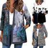 Vintage Floral Printed Tunic Jacket Women Autumn Winter Long Sleeve Loose Chic Top Coat Ladies Outerwear