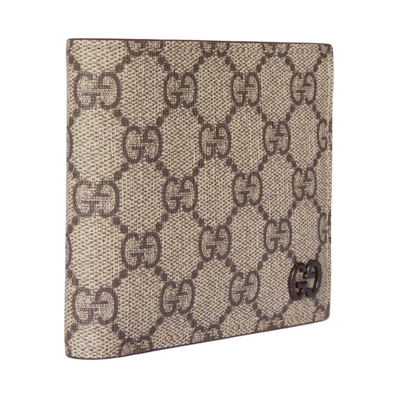 Gucci Logo GG Detail Ceramic Effect Canvas Wallet Men wallet Beige Dark-Brown 768244-FACQC-9773