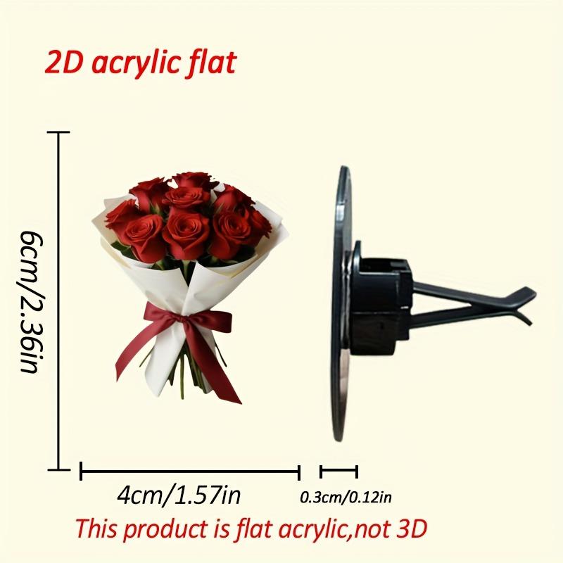 1pc Car Air Vent Clip Decor with Elegant Red Rose Design-2D Flat Floral Car Interior Accessory, Perfect for Your Vehicle's Cabin
