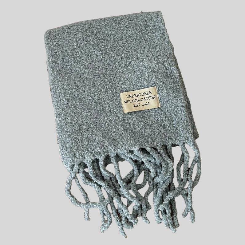 

Новый однотонный шарф из шерсти премиум-класса женский осенне-зимний универсальный утолщенный плюшевый теплый шарф премиум-класса