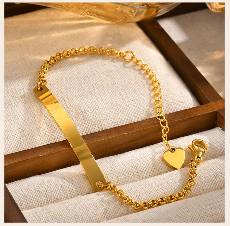 Personalized Name Bar Bracelet for women,Engraved Stainless Steel ID Bracelets, free engraving love gift