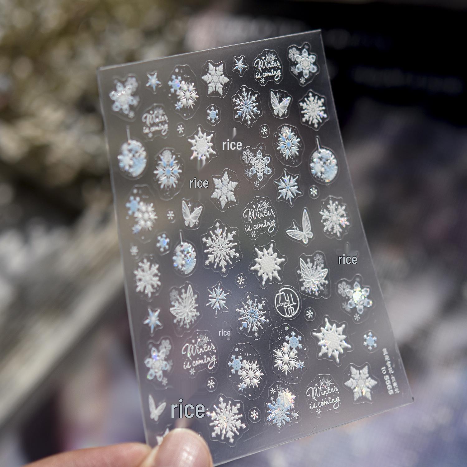 

Tomoni Shell Light Winter Dream Nail Stickers - Ice Transparent Snowflake & Butterfly Decoration.