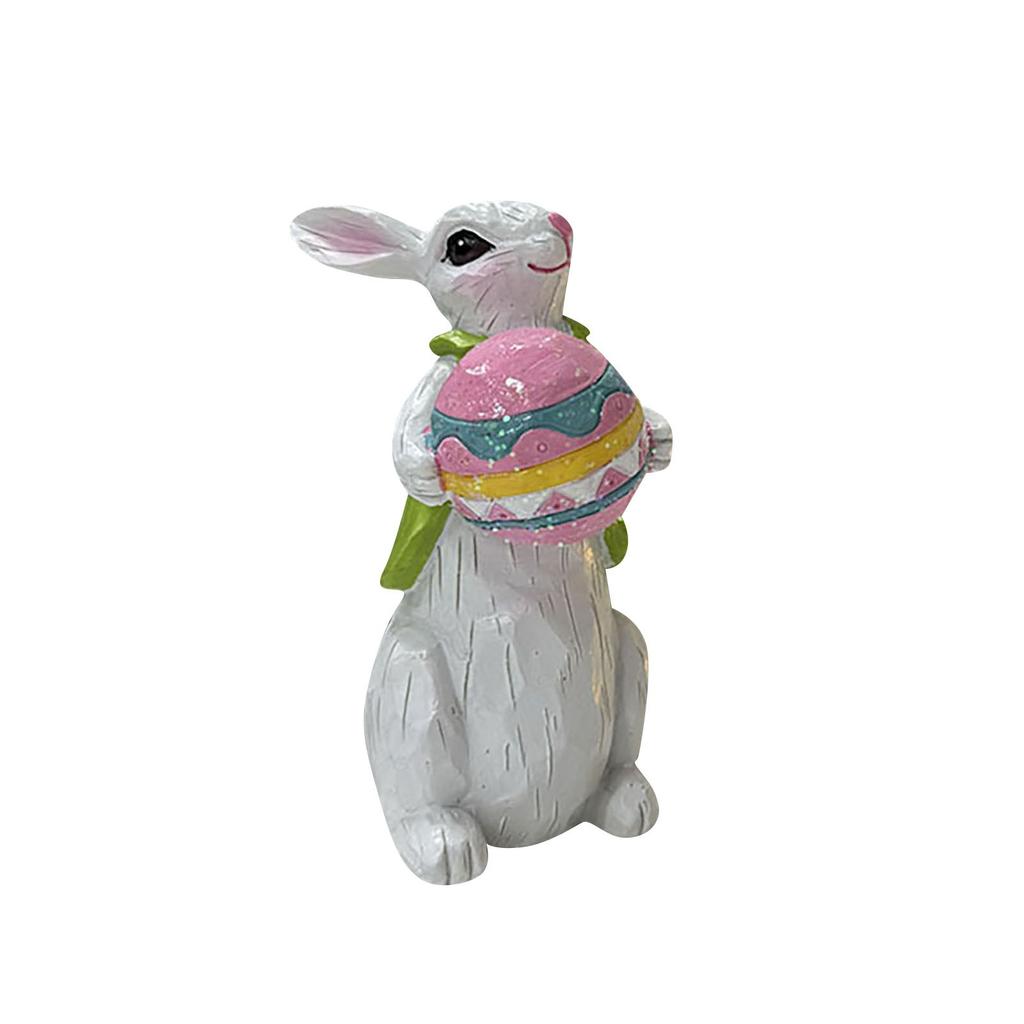 Charming Easter Bunny Figurine with Carrot Handcrafted Resin Rabbit Decor for Spring and Holiday Celebrations