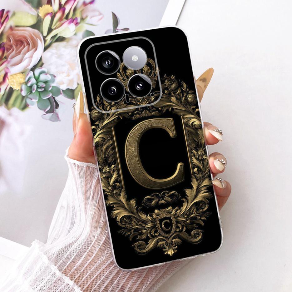 For Xiaomi Mi 14 Pro Case Cute Crown Letters Cover Clear Silicone Soft Slim Phone Case For Xiaomi 14 Pro Mi14 Pro 5G Fundas Bags