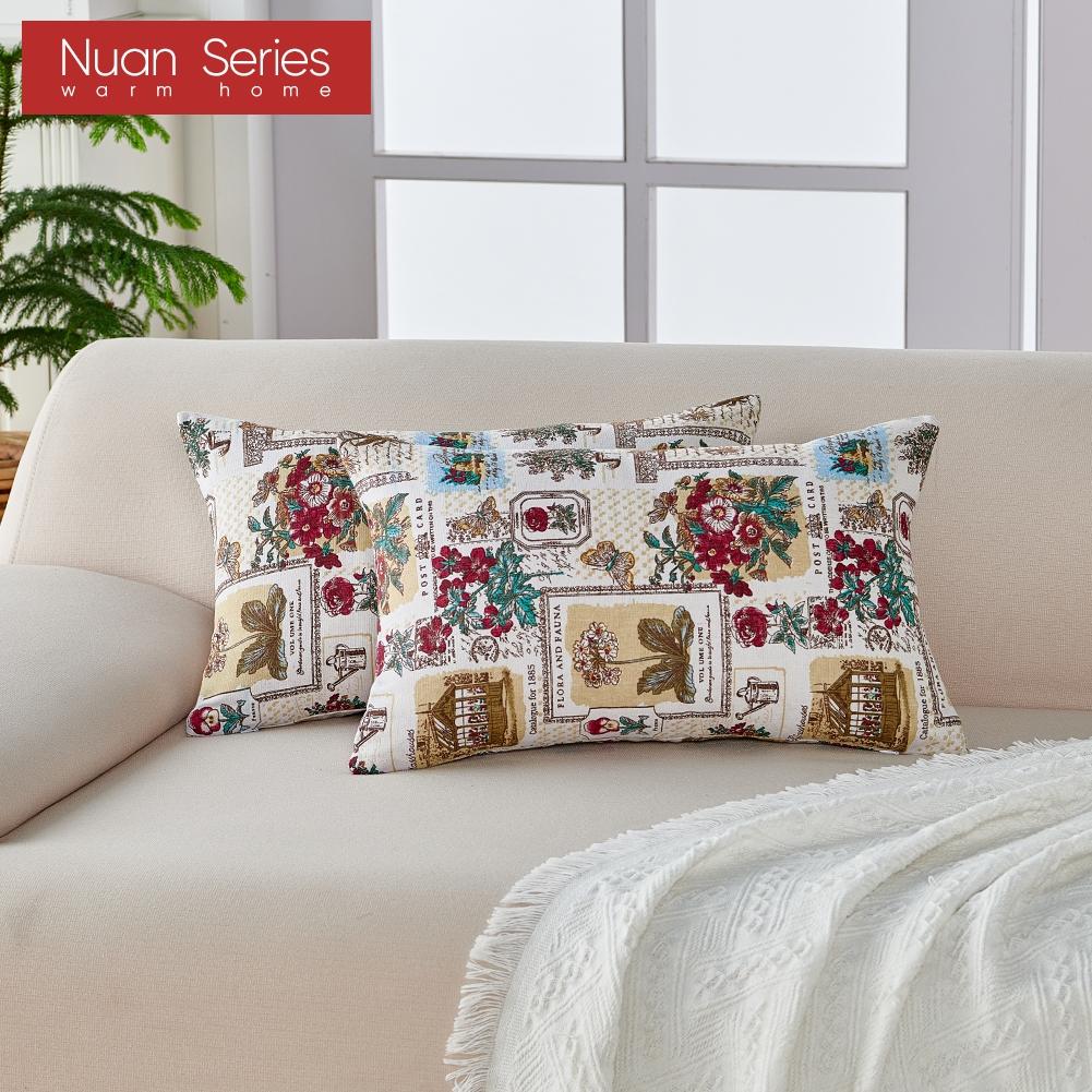 1PC Nuan Series Versatile American Retro Cotton and Linen Comfortable Pillowcase Cushion Cover for Sofa Bed Living Room Bedroom Home Decor
