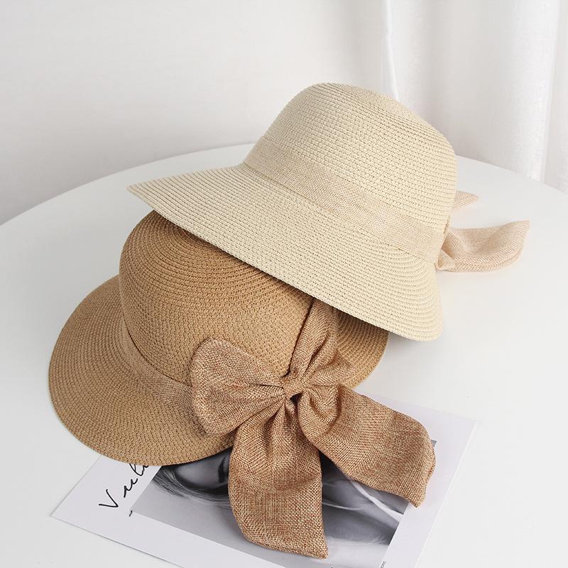 Versatile Style Hat Straw Woven Elegant  Sweet Bow Womens Hatscaps Sunshade