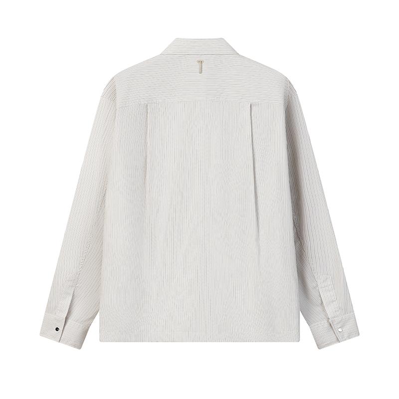 FILA Milano Series Fashion Minimalist Classic Striped Retro Casual Versatile Comfortable Loose Woven Long Sleeve Shirt Unisex shirts F11U625401FGY