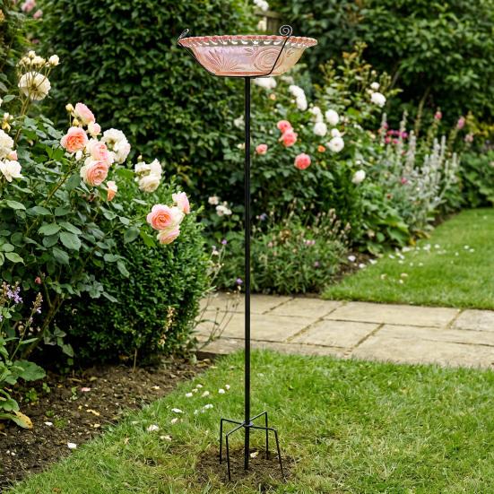 Solar Fountain Bird Bath for Outside Cascading Bird Bath Fountain Solar Powered Fountain Bird Bath with Metal Stake Attracts Birds for Garden Patio