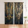Set Of 2 Golden Dragon Tiger Vivid Curtains Polyester Window Drapes Festival Home Decor Curtain With Rod Pocket Light Blocking