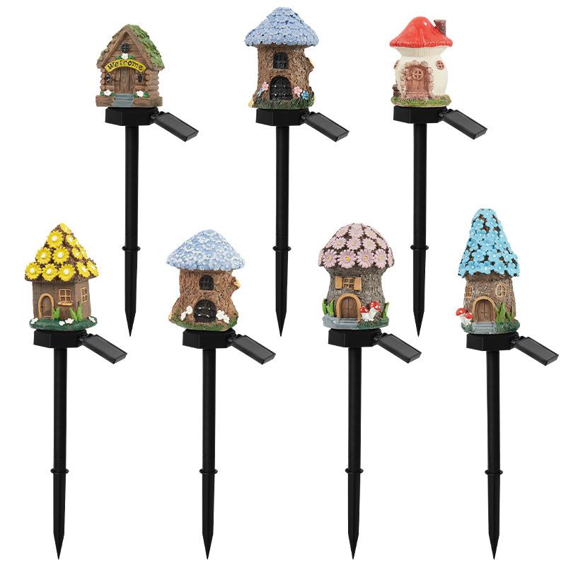 1Pc New Solar Resin Floor Plug Lamp Outdoor Garden Lamp Garden Atmosphere Decoration Landscape Arrangement Lawn Lamp