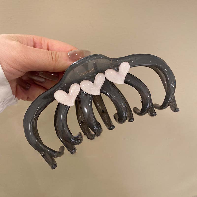 New Vintage  Acrylic Love Heart Hair Claw For Women Fashion Large Shark Clip Barrette Crab Headwear Hair Accessories