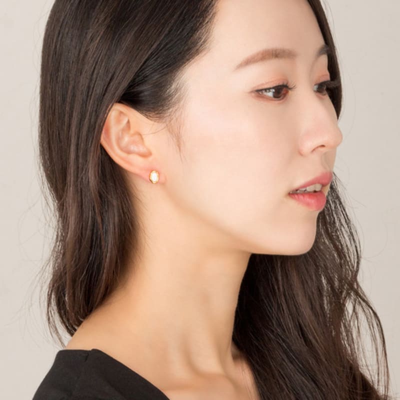 AUGUST ALICE 14K Tiny Cabochon Opal Earrings