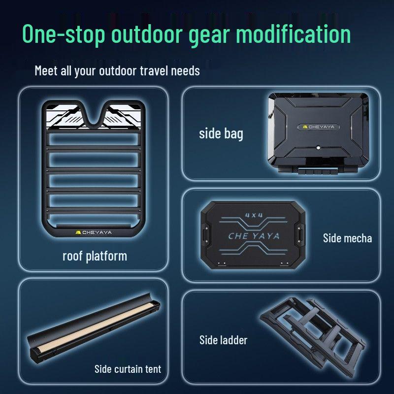 Equation Leopard Roof Rack Frame Extension with Folding Ladder for Off-road Modification
