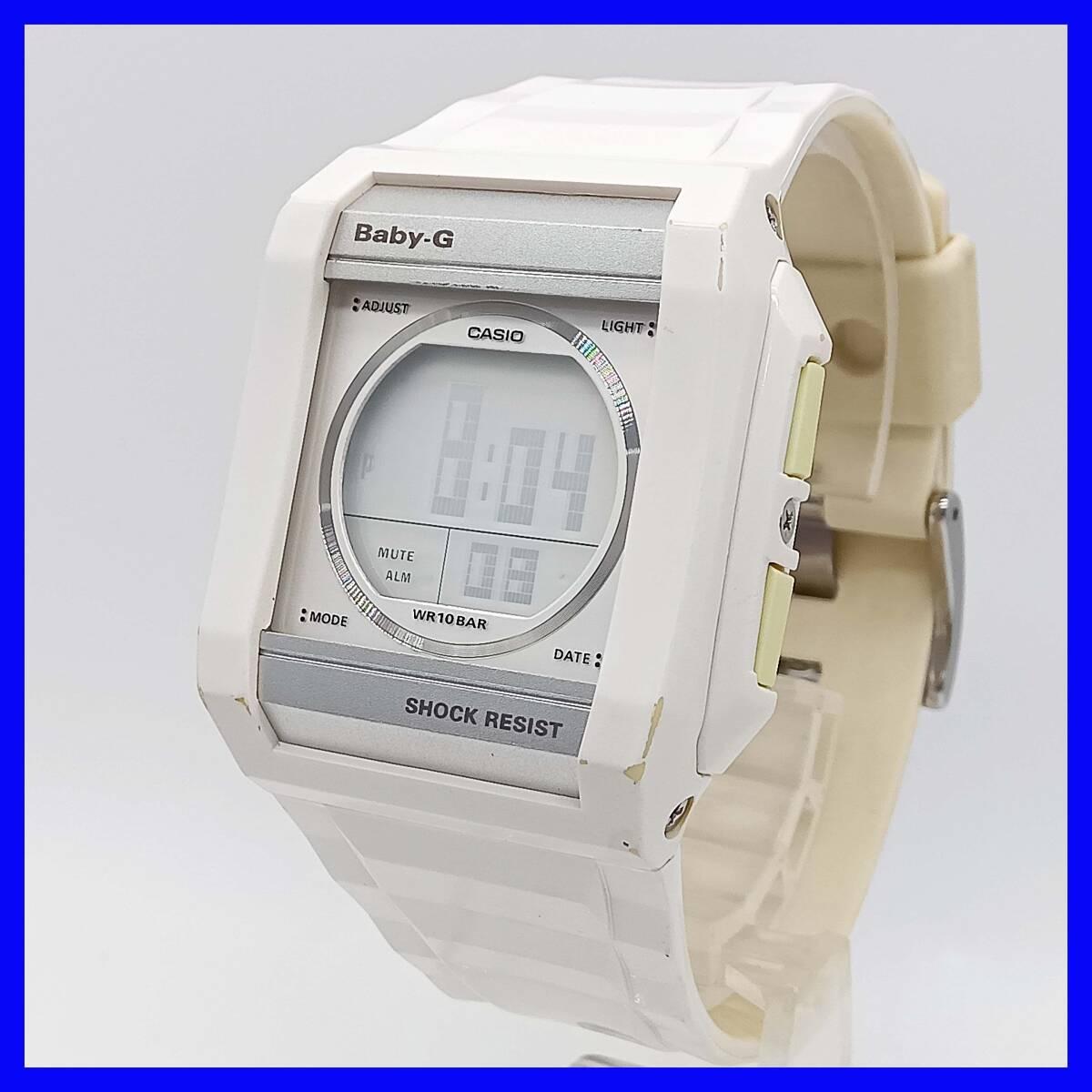 1072 [Battery replaced] Casio Baby-G BG-811 Digital Ladies Watch Square White x Silver