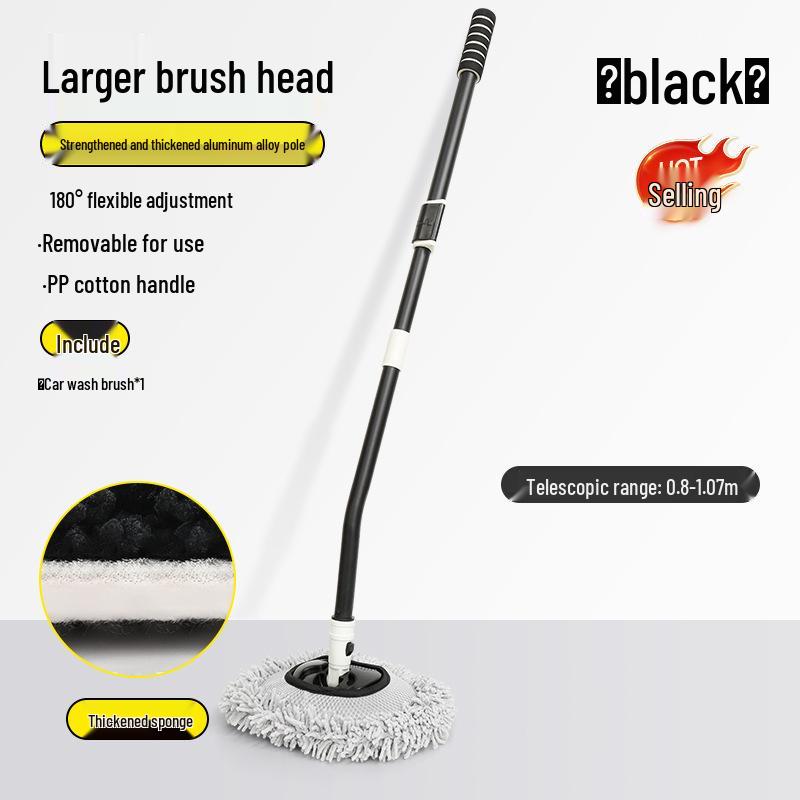 Telescopic Car Wash Brush with Soft Bristles - Rotating Handle Car Cleaning Tool