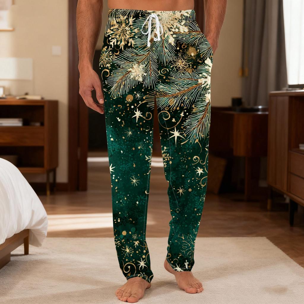 Herre Ensfargede Strikkede Ensfargede Lomme Fritidsbukser Hjem Pyjamasbukser