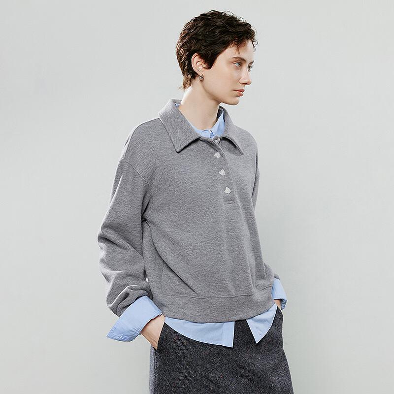 Chuyu Damen Herzknopf Polo Sweatshirt