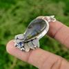 925 Silver Natural Labradorite Tanzanite Quartz Wedding Bezel Pendant Jewelry
