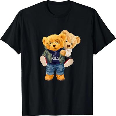 Cool Teddy Bear Boys Best Friends Style Illustration Graphic T-Shirt