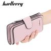 Portofel lung triplu pliabil pentru femei Baellerry - Stil coreean, Sloturi multiple pentru carduri, Fermoar, Clutch cu cataramă la modă