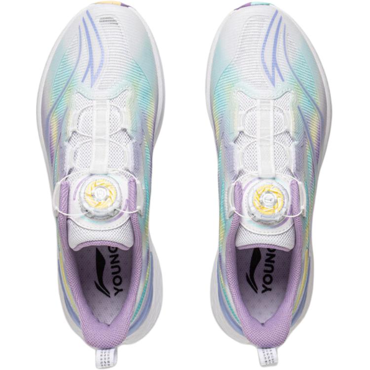 Li Ning Kids Running Shoes Comfortable Soft Non-Slip Wear-Resistant Low-Top Men Sneaker Standard-White Snow-Purple Crayon-Yellow YKFV044-4