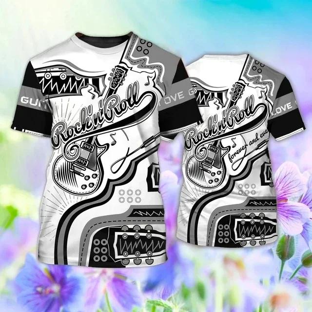 Gibson Guitar Men's T-shirts Electric Guitarist Rockeras Tees Musical School Design 3d Print Clothing Women's Custom Name