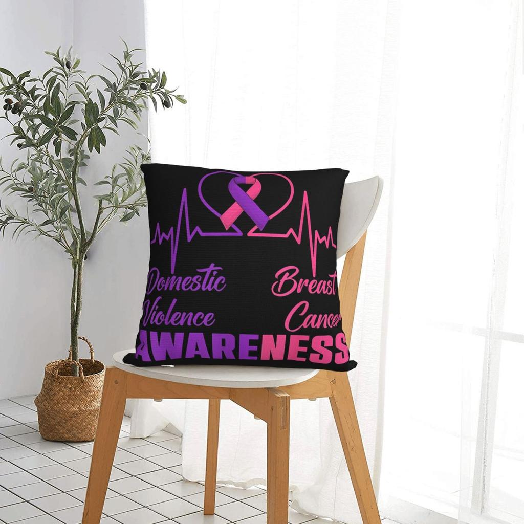Domestic Violence  Breast Cancer Awareness Month Warrior Throw Pillow Cover Polyester Throw Pillow Fashion Pillowcase