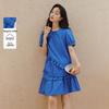 INMAN 100% Xinjiang Cotton French Ruffle Hem Short Sleeve Dress