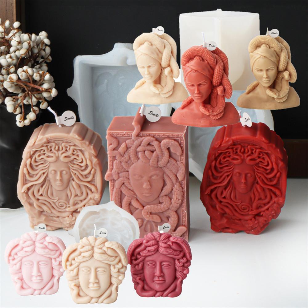 1pc Silicone Mold Medusa Candle Mold Sculpture Body Snake Hair Figure Wax Candles Silicone Mold Decoration Epoxy Resin Mol