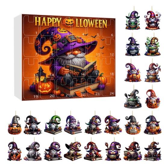 

2025 Хэллоуин Гном Адвент-календарь 2D Акриловый Набор Подвесных Украшений Календарь Обратного Отсчета на 24 дня для Праздничного Домашнего Декора H
