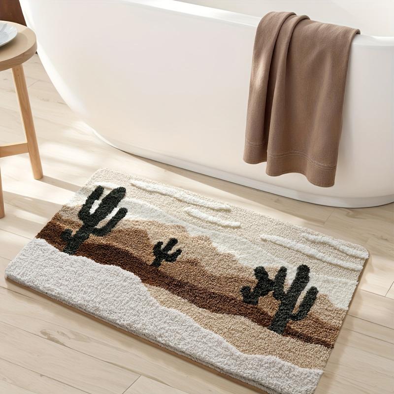 Cartoon Cactus Imitation Cashmere Rug Absorbent Non-Slip Bathroom Mat Bathtub Foot Mat Entrance Doormat Home Decor