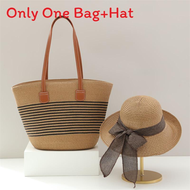 Straw Hat And Bag Set With Sun Protection For Outdoor Travel Casual Summer Adults