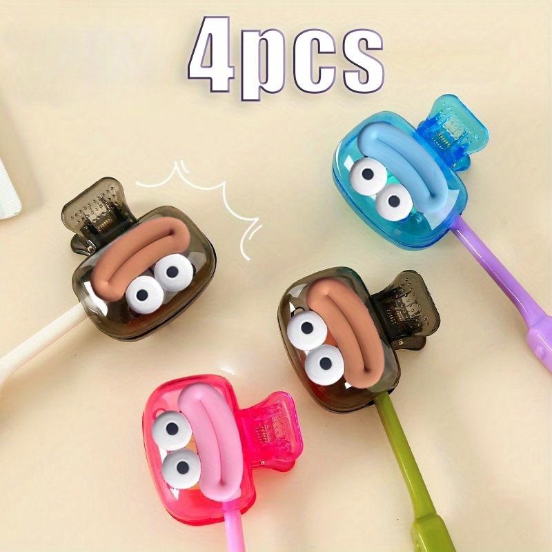 4pcs Portable Toothbrush Head Covers with Easy Open & Close Storage Box - Transparent Blue Protector Cases, Essential Bathroom Accessories for Home